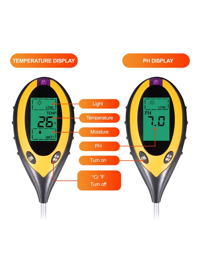 NIBEMINENT 4-in-1 Soil Moisture Test Meter Grey/Yellow 33.50*5.20*7.20cm - Image 5
