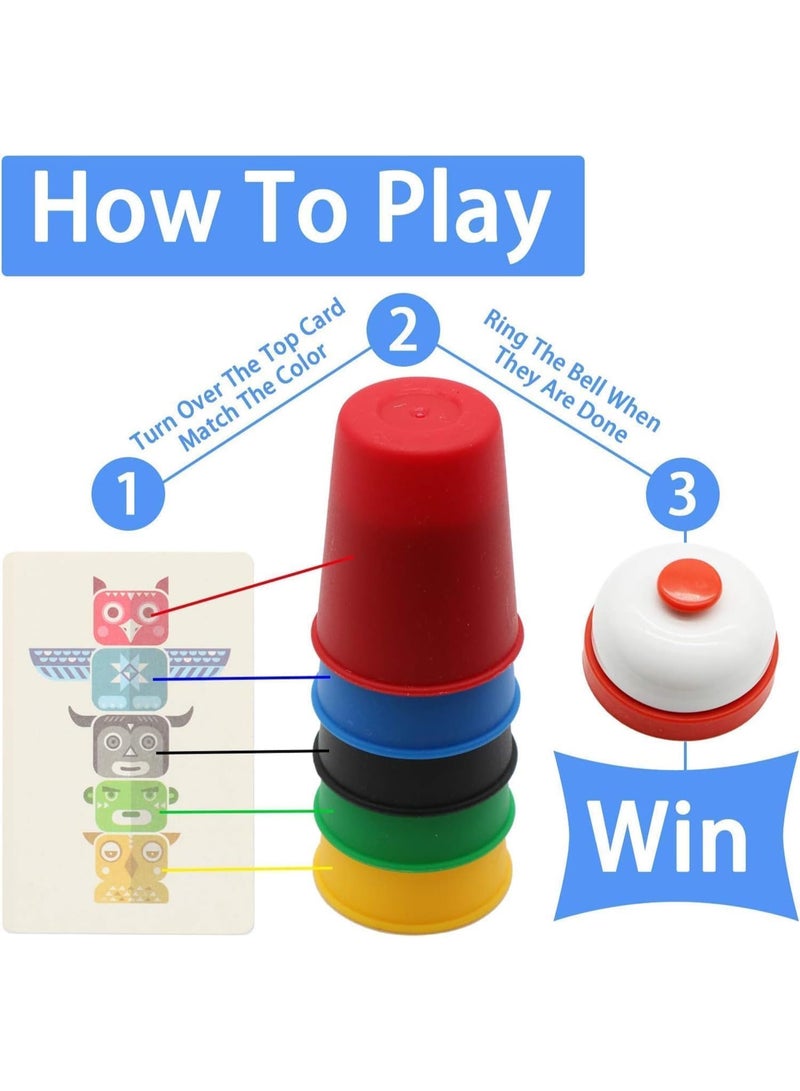 SUKILO Quick Cups Game for Kids – Stacking Cups Game with 24 Picture Cards, 30 Colored Cups, Bell & Instructions – Fast-Paced Matching Game for Boys, Girls, Teens, and Families  - Image 5