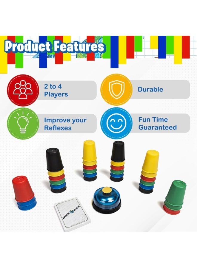 SUKILO Quick Cups Game for Kids – Stacking Cups Game with 24 Picture Cards, 30 Colored Cups, Bell & Instructions – Fast-Paced Matching Game for Boys, Girls, Teens, and Families  - Image 3