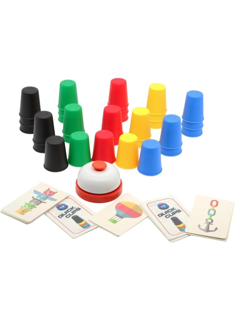 SUKILO Quick Cups Game for Kids – Stacking Cups Game with 24 Picture Cards, 30 Colored Cups, Bell & Instructions – Fast-Paced Matching Game for Boys, Girls, Teens, and Families  - Image 1