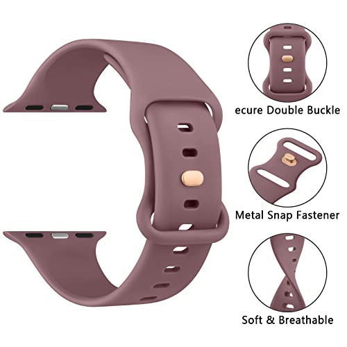 Mugust Sport Bands Compatible with Apple Watch Band 45mm 44mm 42mm, Soft Silicone Correa Wristband Replacement Strap Compatible for Apple Watch Ultra 2/Ultra SE/SE 2 iWatch Series 9 8 7 6 5 4 3 Women Men, - Image 2