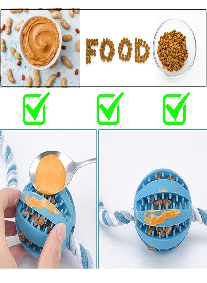 Engorgio Interactive Dog Chew Toys Crate Training Aids for Puppies, Puzzle Treat Dispenser with Rope Dogs Toy Ball Reduce Stress Anxiety Peanut Butter Dog Food Treat Dispenser Toys (Blue) - Image 4