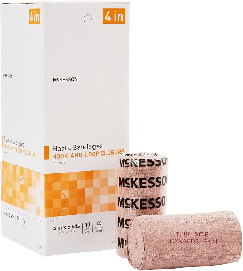 McKesson Elastic Bandage NonSterile Hook and Loop Closure 4 in x 5 yds 10 Count 5 Packs 50 Total - Image 1