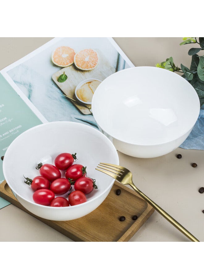 Sky Top Ceramic Soup Bowl Noodle Bowl Pure White Salad Bowl Bone China Household Hotel Tableware Set 7-inch Oat Bowl 2 Pieces - Image 1