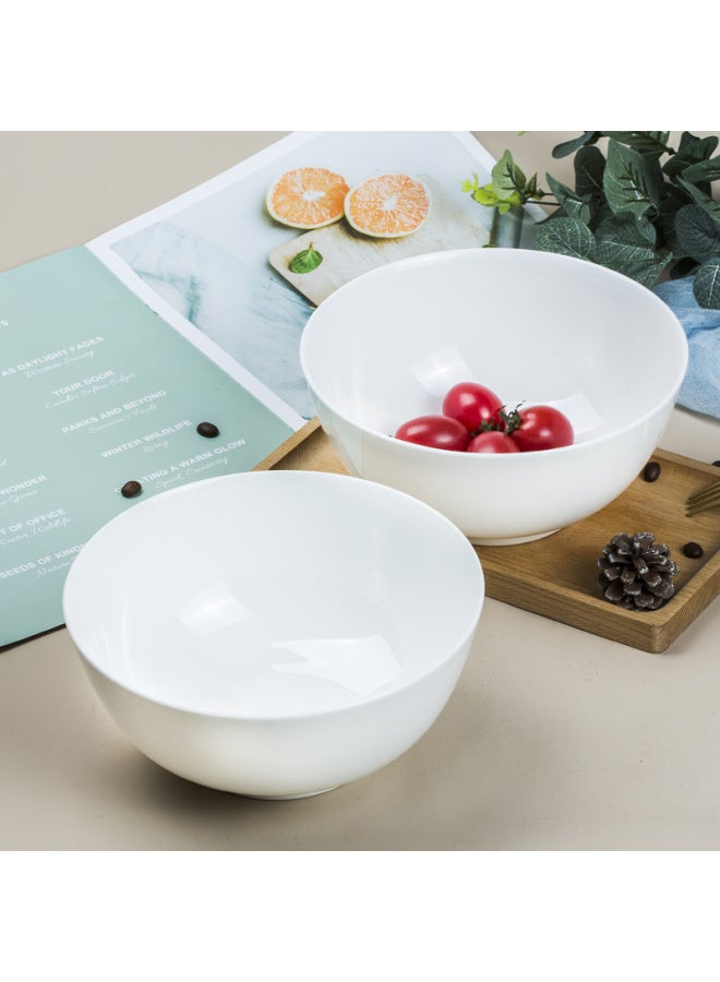 Sky Top Ceramic Soup Bowl Noodle Bowl Pure White Salad Bowl Bone China Household Hotel Tableware Set 7-inch Oat Bowl 2 Pieces - Image 3