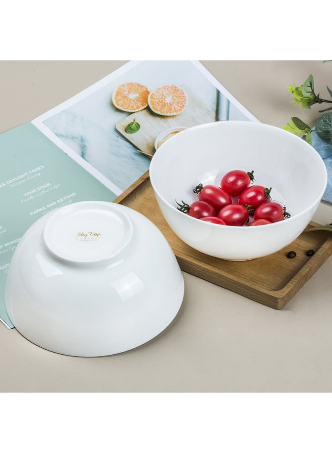 Sky Top Ceramic Soup Bowl Noodle Bowl Pure White Salad Bowl Bone China Household Hotel Tableware Set 7-inch Oat Bowl 2 Pieces - Image 4