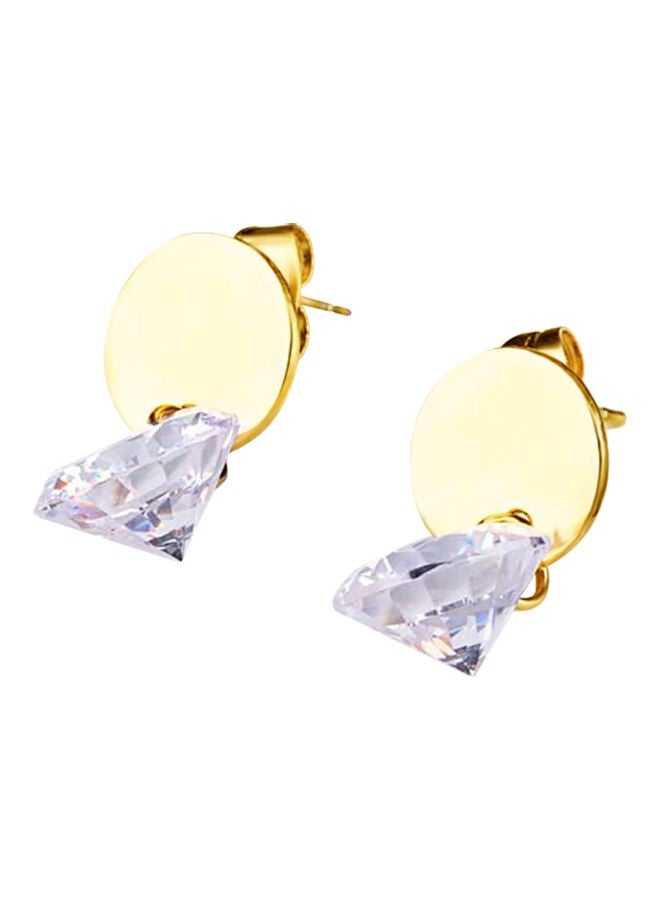 NIBEMINENT Elegant Round Disc Crystal Dangle Drop Ear  - Image 2