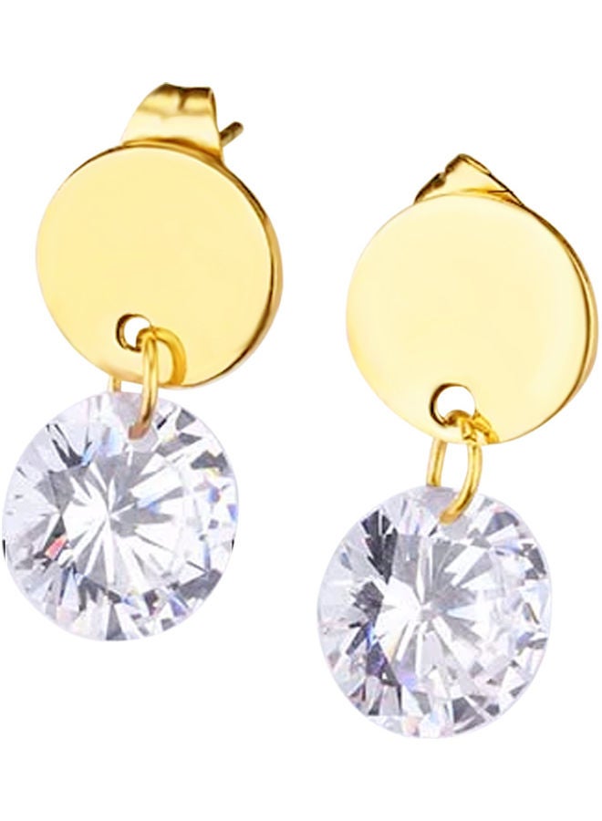 NIBEMINENT Elegant Round Disc Crystal Dangle Drop Ear  - Image 3