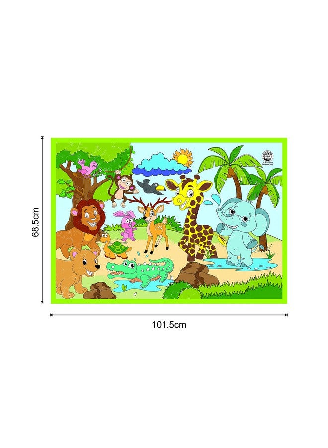 راتاناز حصيرة تلوين Ratna's My Coloring Mat مطبوعة بطبعات الغابة مقاس 40 × 27 بوصة، مجموعة تلوين قابلة للغسل وإعادة الاستخدام للأطفال من سن 3 سنوات فما فوق - Image 3