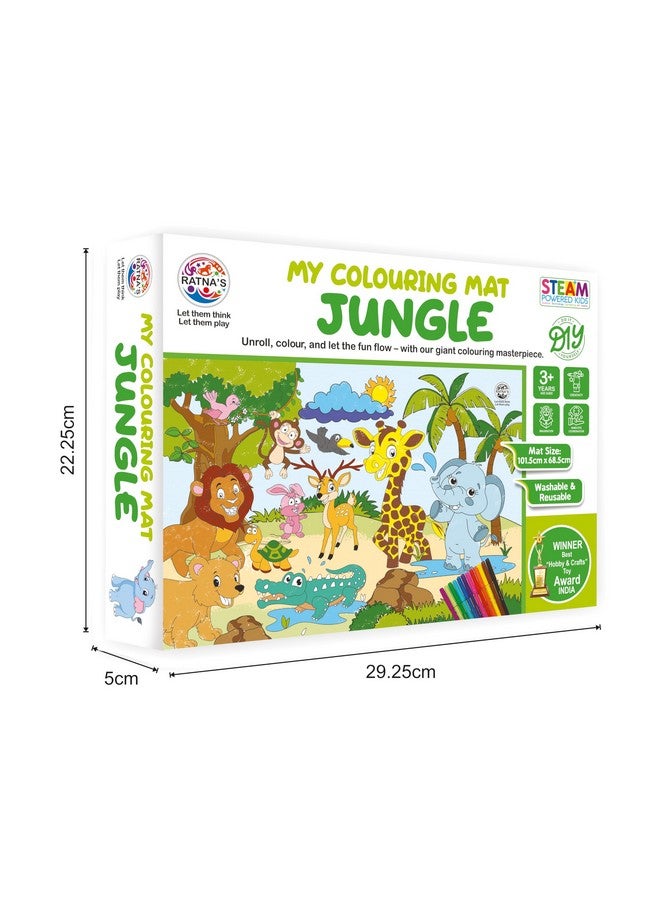 راتاناز حصيرة تلوين Ratna's My Coloring Mat مطبوعة بطبعات الغابة مقاس 40 × 27 بوصة، مجموعة تلوين قابلة للغسل وإعادة الاستخدام للأطفال من سن 3 سنوات فما فوق - Image 5