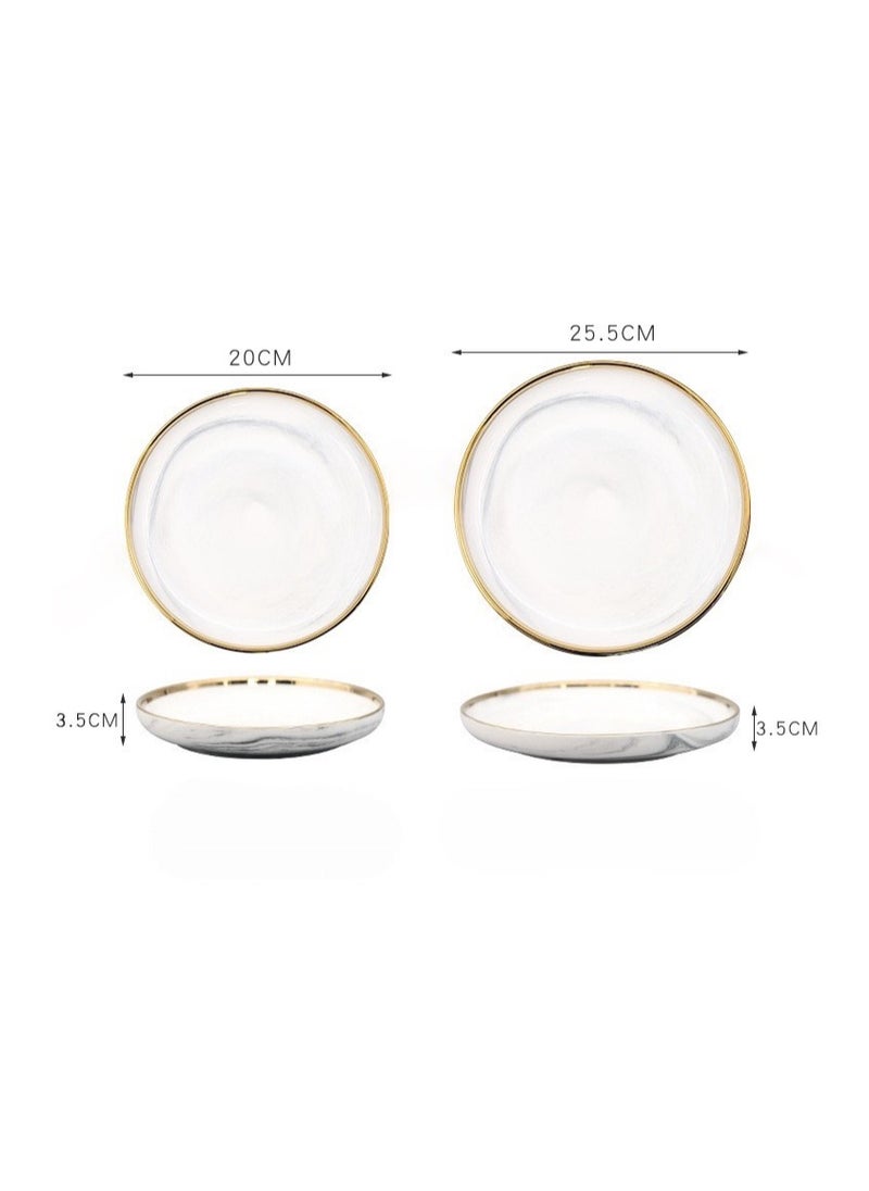 Elegant Marble Gold Rim 18-Piece Dinnerware Set for 3-4 People - Premium Porcelain Set