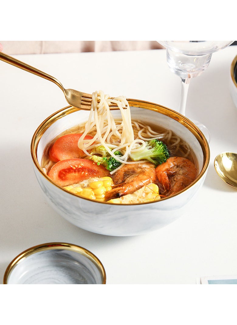 Elegant Marble Gold Rim 18-Piece Dinnerware Set for 3-4 People - Premium Porcelain Set