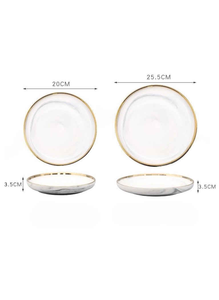 Elegant Marble Gold Rim 18-Piece Dinnerware Set for 3-4 People - Premium Porcelain Set