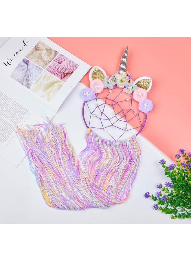 NIBEMINENT Handmade Lace Dream Catcher Feather Bead Hanging Decoration Multicolour - Image 2