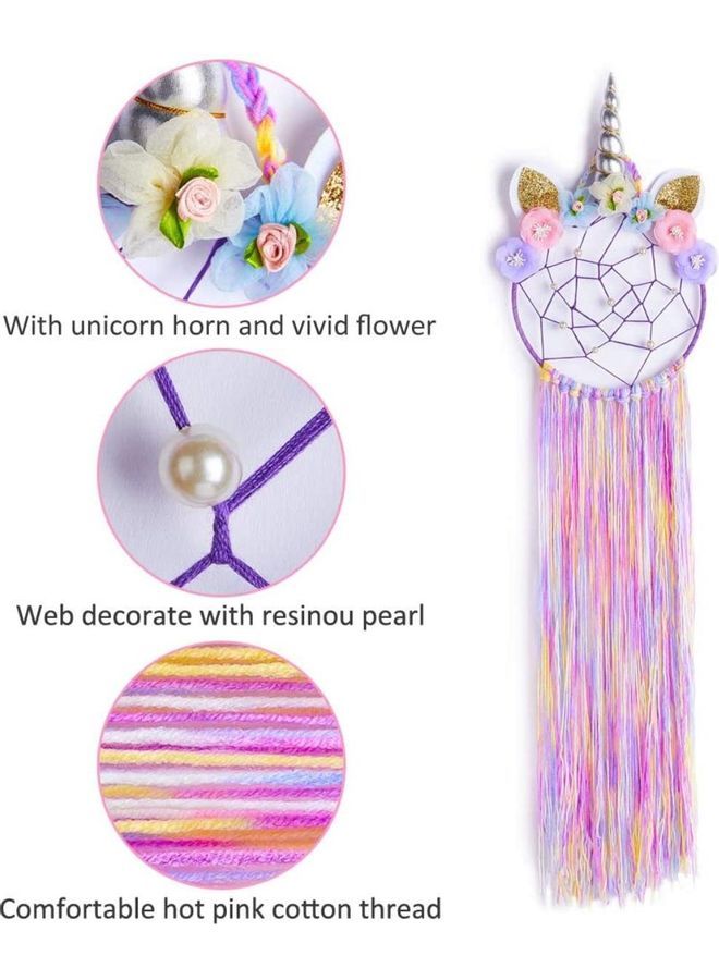 NIBEMINENT Handmade Lace Dream Catcher Feather Bead Hanging Decoration Multicolour - Image 3