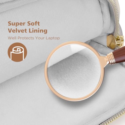 KIZUNA Laptop Sleeve Case 13 Inch Computer Shoulder Bag for 13.6" MacBook Air M2/MacBook Pro 14 M3 M2 M1 MAX/14 Lenovo ThinkPad X1 Carbon/IdeaPad Flex 5 Gen 8/IdeaPad Flex 5i/Yoga 9i Dell, Beige - Image 4