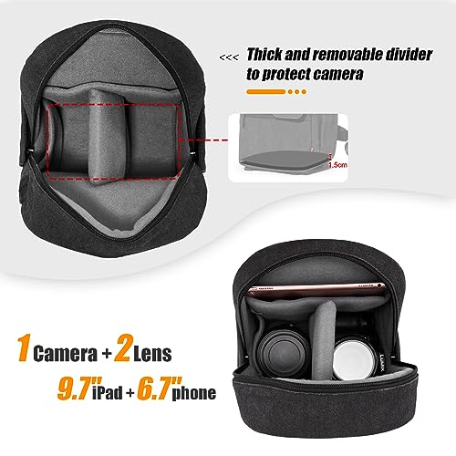 Cwatcun Camera Sling Bag Crossbody Small Camera Case, Lightweight DSLR/SLR/Mirrorless Photography Bag with Tripod Holder and Rain Cover for Canon, Nikon, Sony, Fuji Cameras, Lens Accessories - Image 3