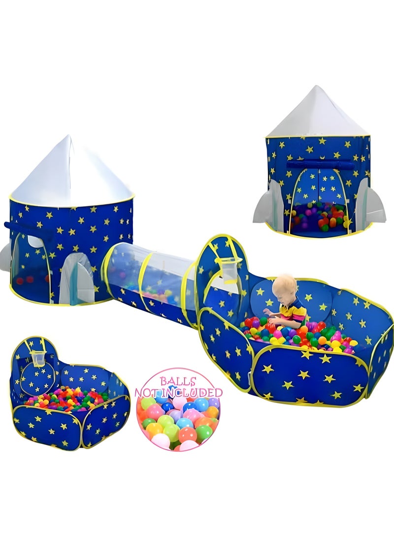 LIXADA 3pc Kids Play Tent for Boys with Ball Pit（Without Ball）, Crawl Tunnel, Princess Tents for Toddlers, Baby Space World Playhouse Toys, Kids Outdoor Play House, Perfect Kid’s Gifts - Image 3