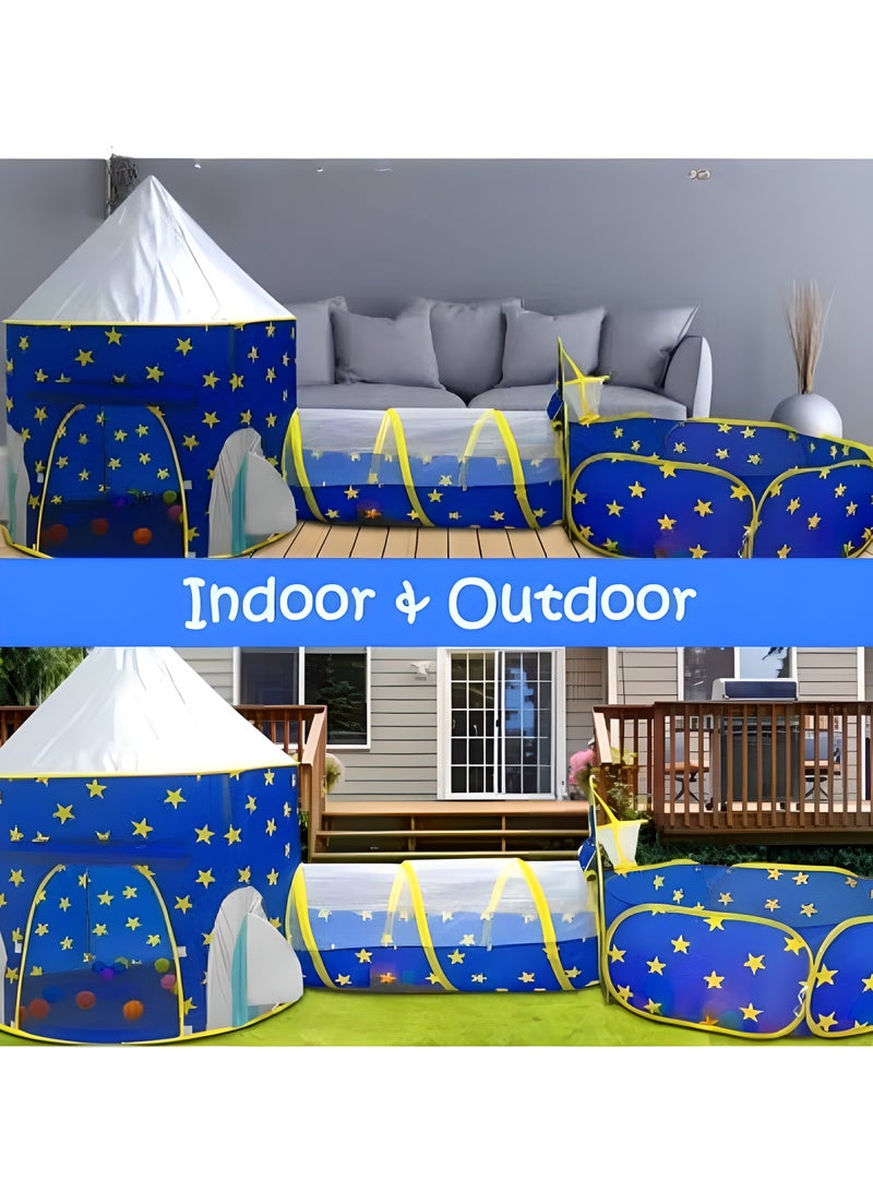 LIXADA 3pc Kids Play Tent for Boys with Ball Pit（Without Ball）, Crawl Tunnel, Princess Tents for Toddlers, Baby Space World Playhouse Toys, Kids Outdoor Play House, Perfect Kid’s Gifts - Image 4