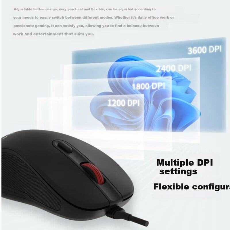 ThinkPlus Lenovo Wired Mouse Ergonomic Quiet Office Mouse Lenovo Think Red Dot 2025 New Model Laptop Desktop Mouse M10 Pro Wired Mouse - Image 2