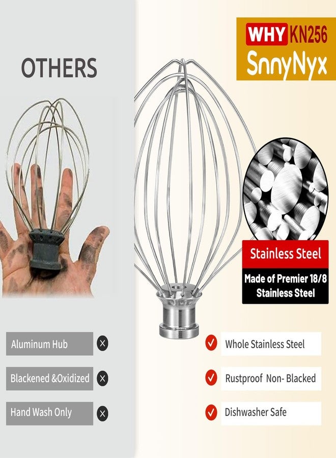 SnnyNyx KN256 6 Wire Whip Attachment for KitchenAid 5 5.5 6 Quart Bowl Lift Stand Mixer, Dishwasher Safe, All Stainless Steel Balloon Whisk, 6 Wire whip for Kitchenaid KSM55,5KSM60, KP26/KP26/KL26 - Image 3