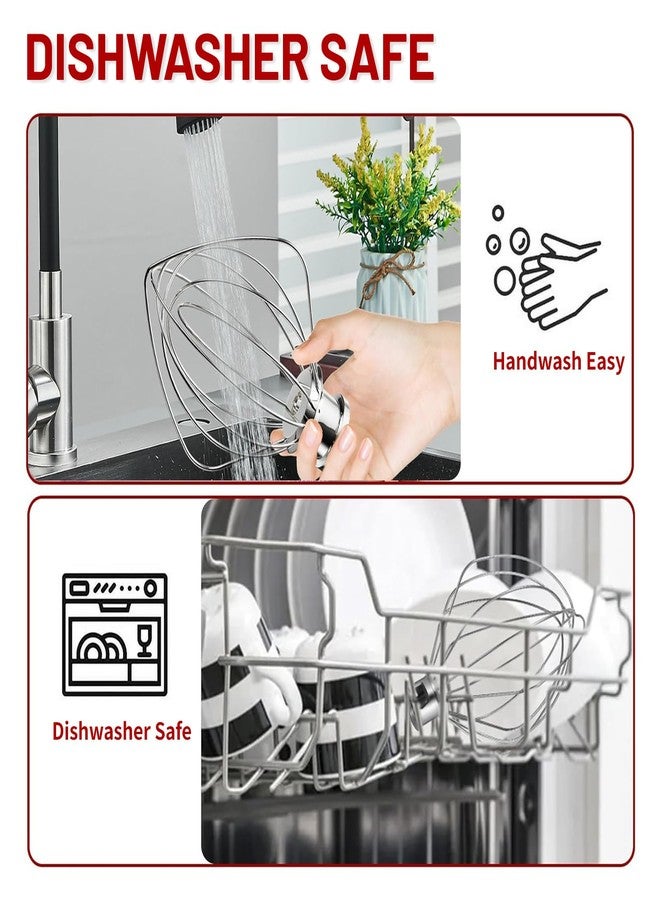 SnnyNyx KN256 6 Wire Whip Attachment for KitchenAid 5 5.5 6 Quart Bowl Lift Stand Mixer, Dishwasher Safe, All Stainless Steel Balloon Whisk, 6 Wire whip for Kitchenaid KSM55,5KSM60, KP26/KP26/KL26 - Image 5