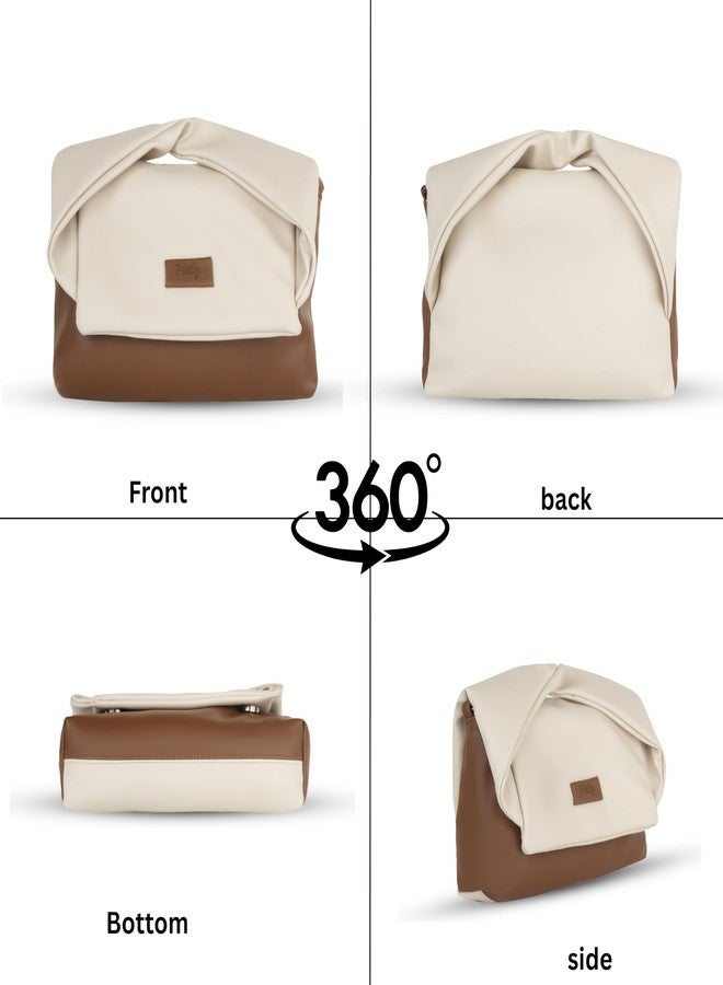 HELLY Women’s Sling Bag & Handbag | Premium Vegan Leather | Lightweight Crossbody Purse with Adjustable Strap | Multi-Compartment Stylish Everyday Bag (Cream) - Image 4
