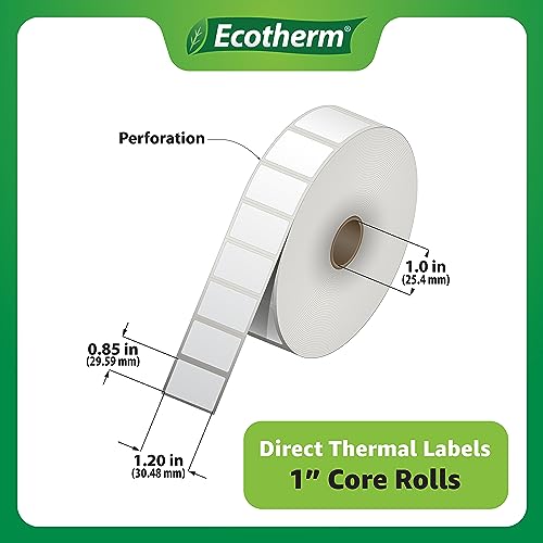 Ecotherm 1.2" x .85" Thermal Labels | 6 Rolls | 16260 Labels | fits Zebra, Godex, Arkscan, iDPRT, Offnova Thermal Label Printers and More | Blank White Adhesive Stickers by Ecotherm - Image 3