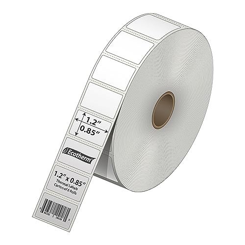 Ecotherm 1.2" x .85" Thermal Labels | 6 Rolls | 16260 Labels | fits Zebra, Godex, Arkscan, iDPRT, Offnova Thermal Label Printers and More | Blank White Adhesive Stickers by Ecotherm - Image 2