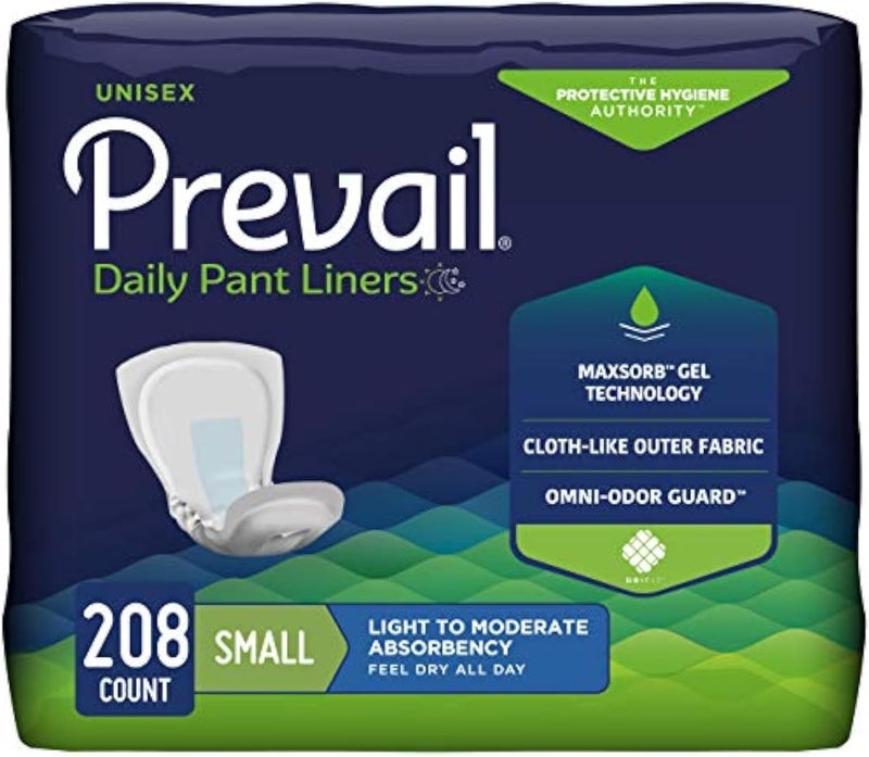 Prevail Incontinence Unisex Pant Liners Disposable Adult Pant Liner for Men Women Small 208 Count 4 Packs of 52 - Image 1
