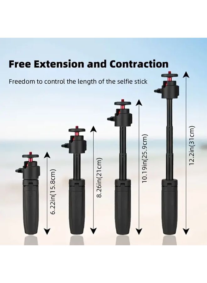 Black Extendable Mini Tripod Selfie Stick For Smartphones And Action Cameras - Image 3