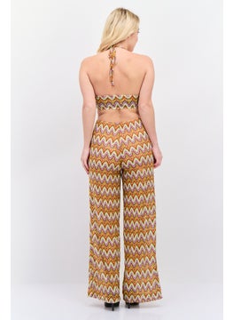 UNDIZ Women Textured Sleeveless Jumpsuits, Brown  - Image 4