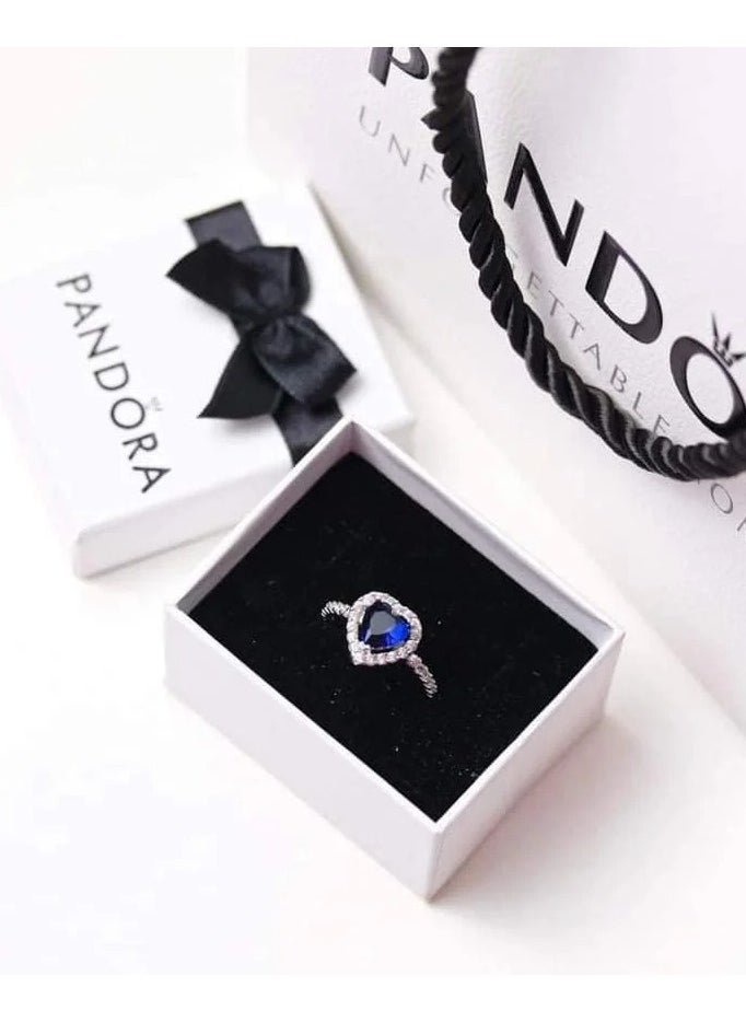 PANDORA - "Unleash Your Inner Radiance: The Pandora Blue Heart Ring - A Dazzling Expression of Elegance and Serenity, Expertly Crafted to Add a Touch of Color and Charm to Any Ensemble, Perfect for Celebrating Life’s Special Moments and Connections." - Image 1