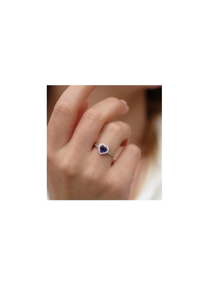 PANDORA - "Unleash Your Inner Radiance: The Pandora Blue Heart Ring - A Dazzling Expression of Elegance and Serenity, Expertly Crafted to Add a Touch of Color and Charm to Any Ensemble, Perfect for Celebrating Life’s Special Moments and Connections." - Image 1