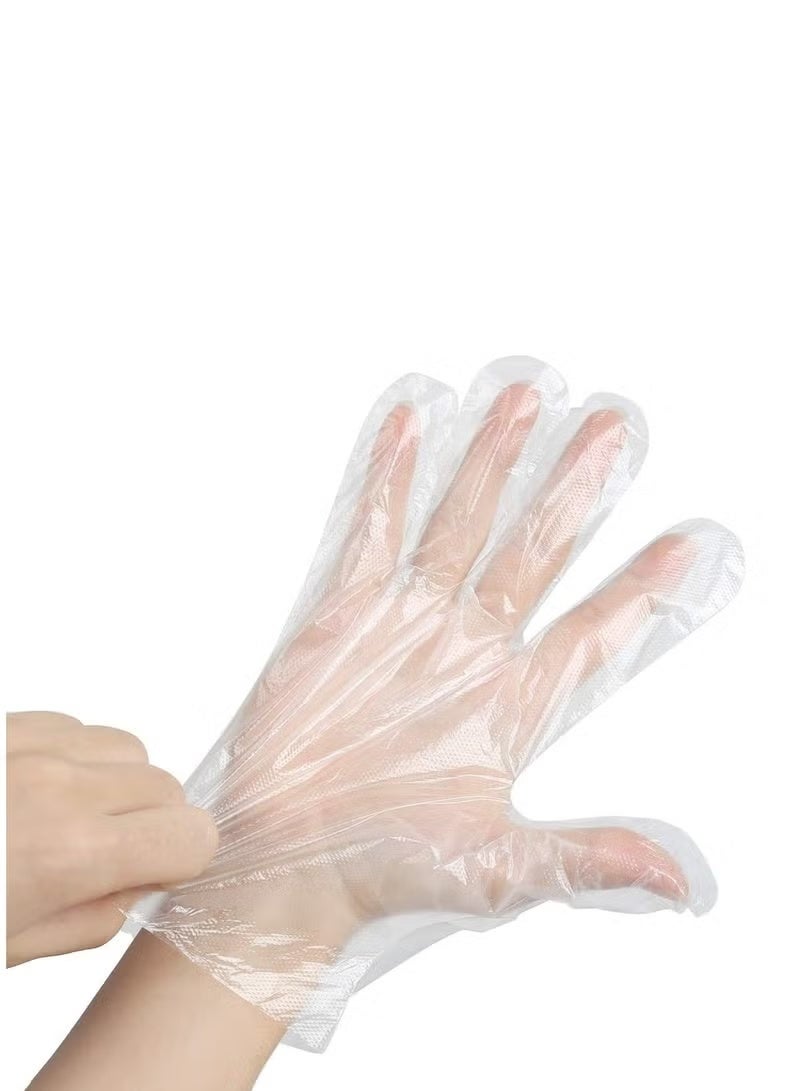 قفازات بلاستيكية للاستخدام لمرة واحدة عدد 100 قطعة شفاف Large - Image 2