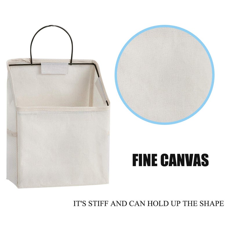 Ruipbote 2 Pcs Wall-Hanging Storage Bags  Desktop Organizer Basket Cotton Linen Hanging Storage Basket For Kitchen Bderoom Living Room - Image 5