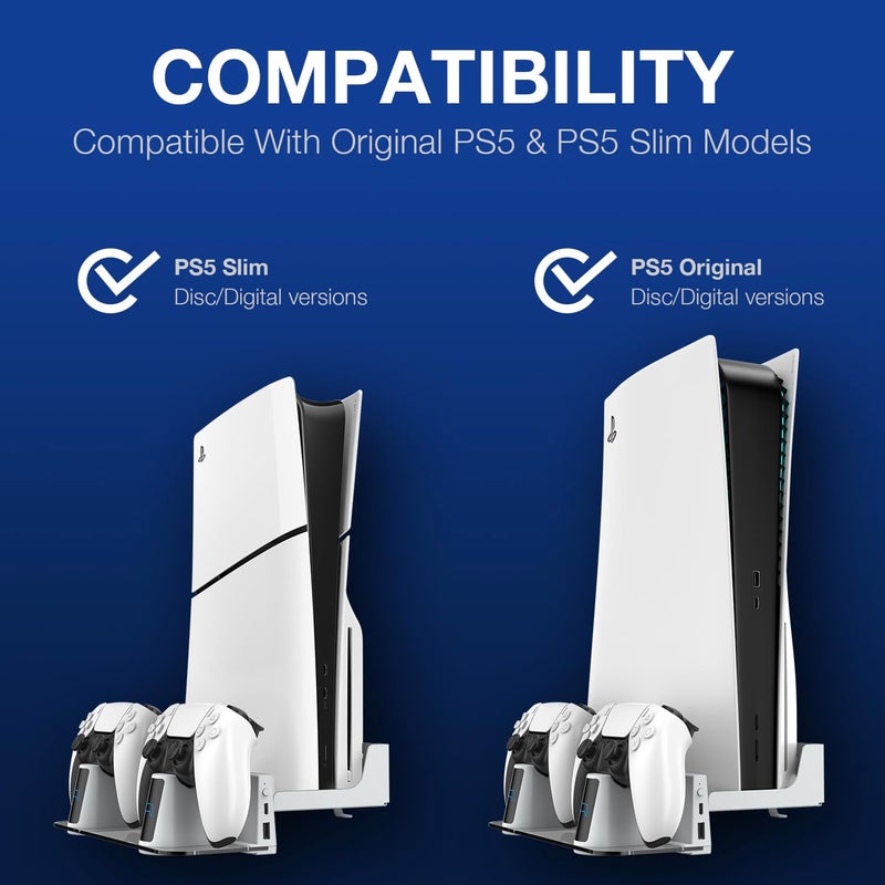 Meqi مجموعة تركيب جدار MEQI لجهاز PS5 مع محطة شحن، حامل معدني مع إضاءة RGB متعددة الأوضاع لجهاز بلاي ستيشن 5/PS5 سليم/PS5 برو، إصدارات القرص/الرقمية - Image 2