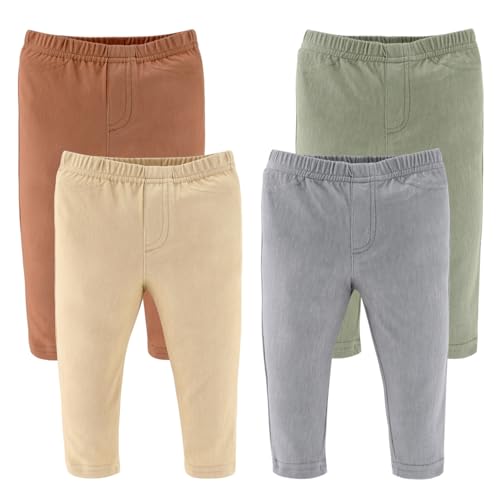 The Peanut Shell The Peanutshell Baby Boys or Girls Jeggings Set of 4-6-9 Months Size Jeans, Soft and Stretchy Pants, Boy and Girl Leggings, Infant Boy and Toddler Girl Clothes - Neutral Multicolor - Image 1