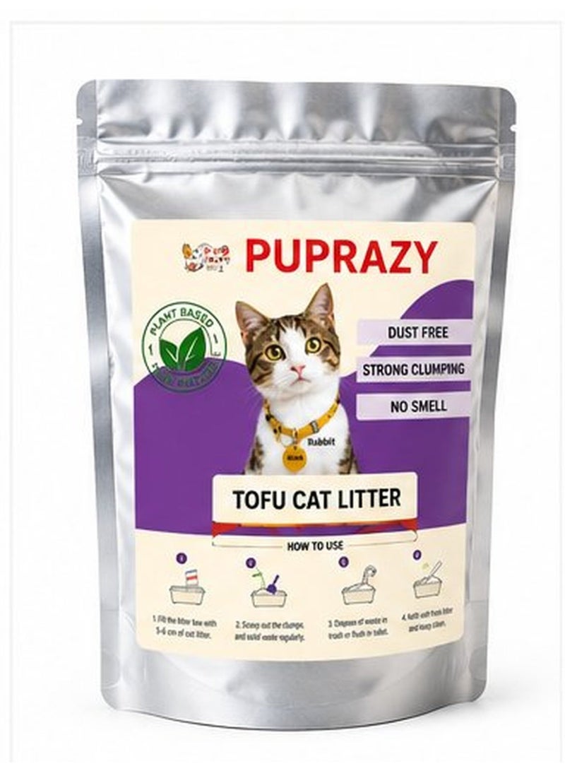 PUPRAZY Tofu Cat Litter – Oud Scented, Natural Plant-Based Clumping Litter, Low Dust & Low Tracking, Strong Odour Control, Lightweight & Flushable – [Size 7L / 2.5 kg] - Image 1