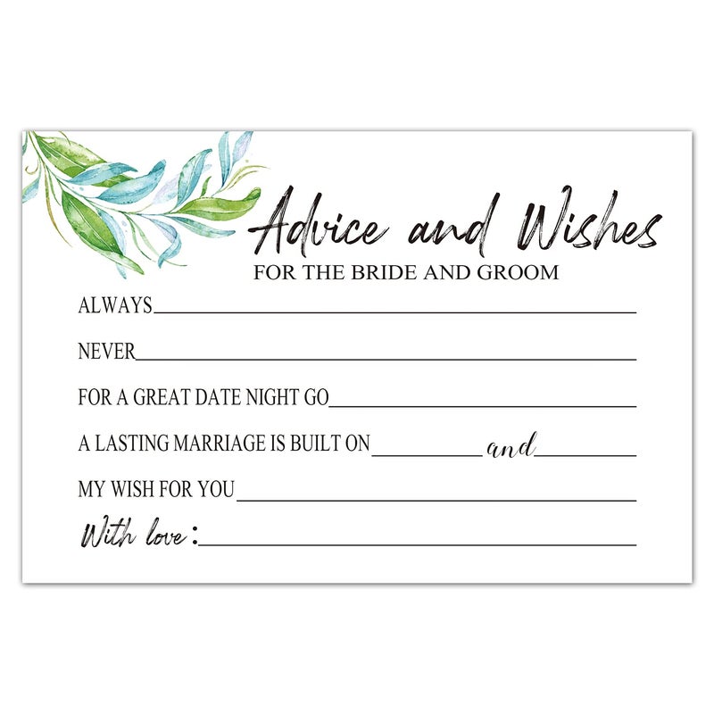TENTADO Wedding Advice and Wishes Cards for Bride and Groom 50 Cards 4x6 Inches