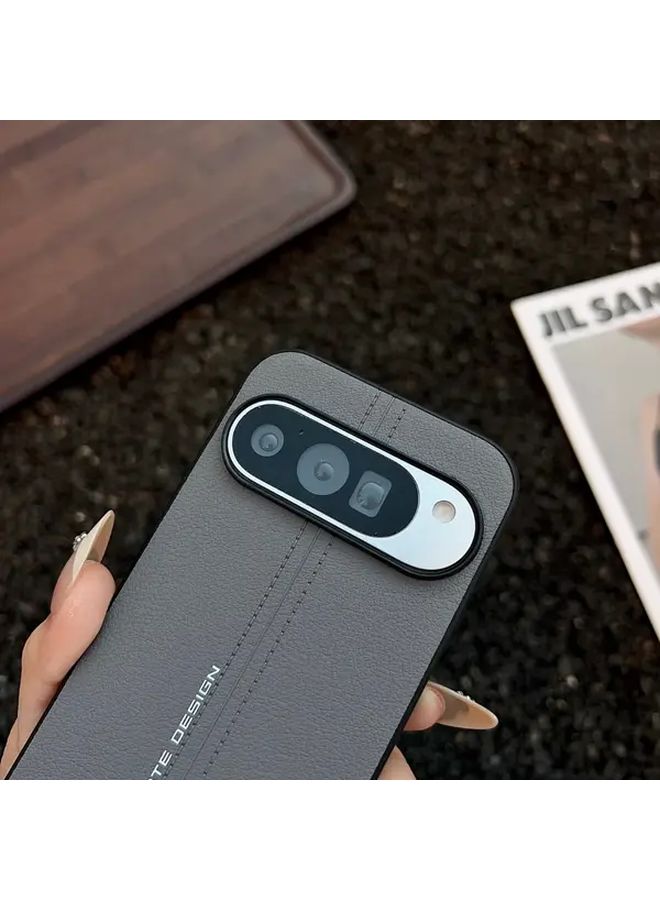 Google Pixel 9 Case Grey Vegan Leather Cover Anti Drop Protective Shell - Image 5