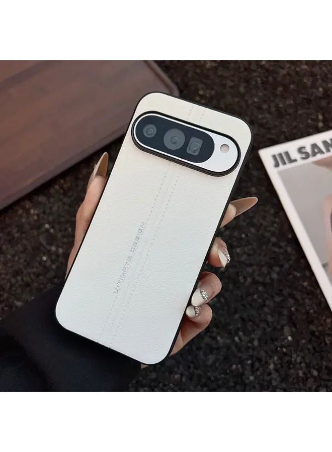 Google Pixel 9 Case Grey Vegan Leather Cover Anti Drop Protective Shell - Image 4