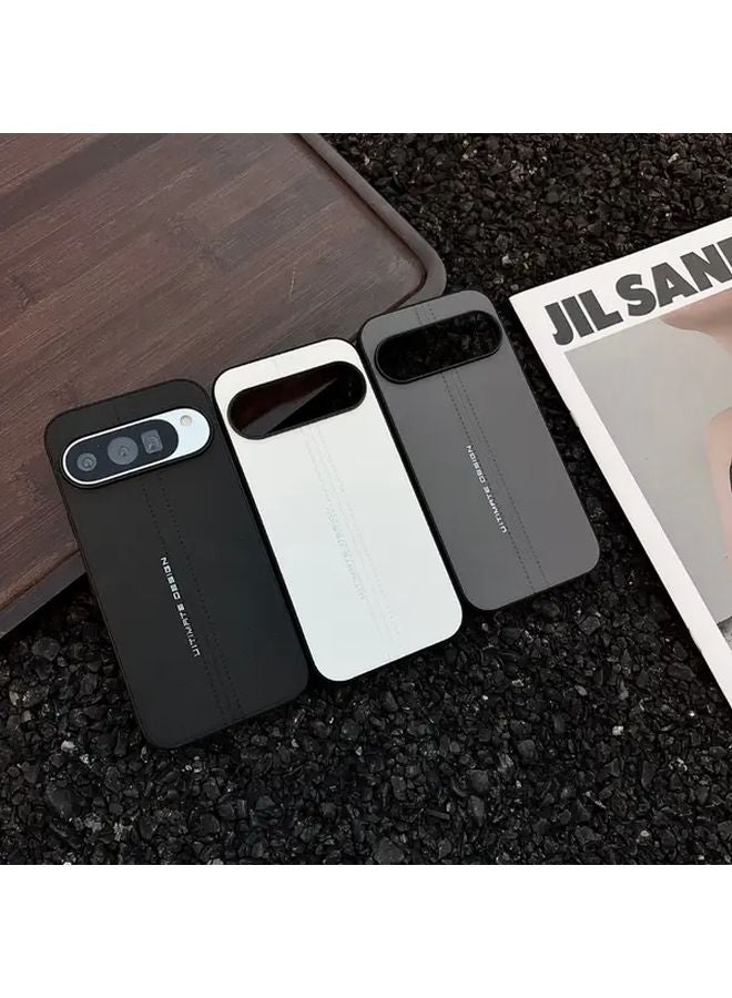 Google Pixel 9 Case Grey Vegan Leather Cover Anti Drop Protective Shell - Image 2