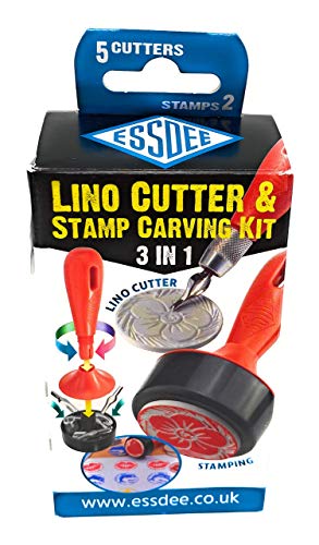 ESSDEE Block Printing Baren Tool Kit Includes 5 Lino Cutters, Lino Handle, 2 SoftCut Discs and Storage Unit || Used in Art, Craft and Carving Stamps || Made from UK - Image 4