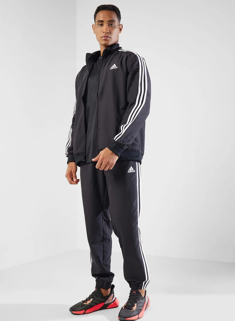 adidas بدلة رياضية منسوجة مزينة ب 3 خطوط