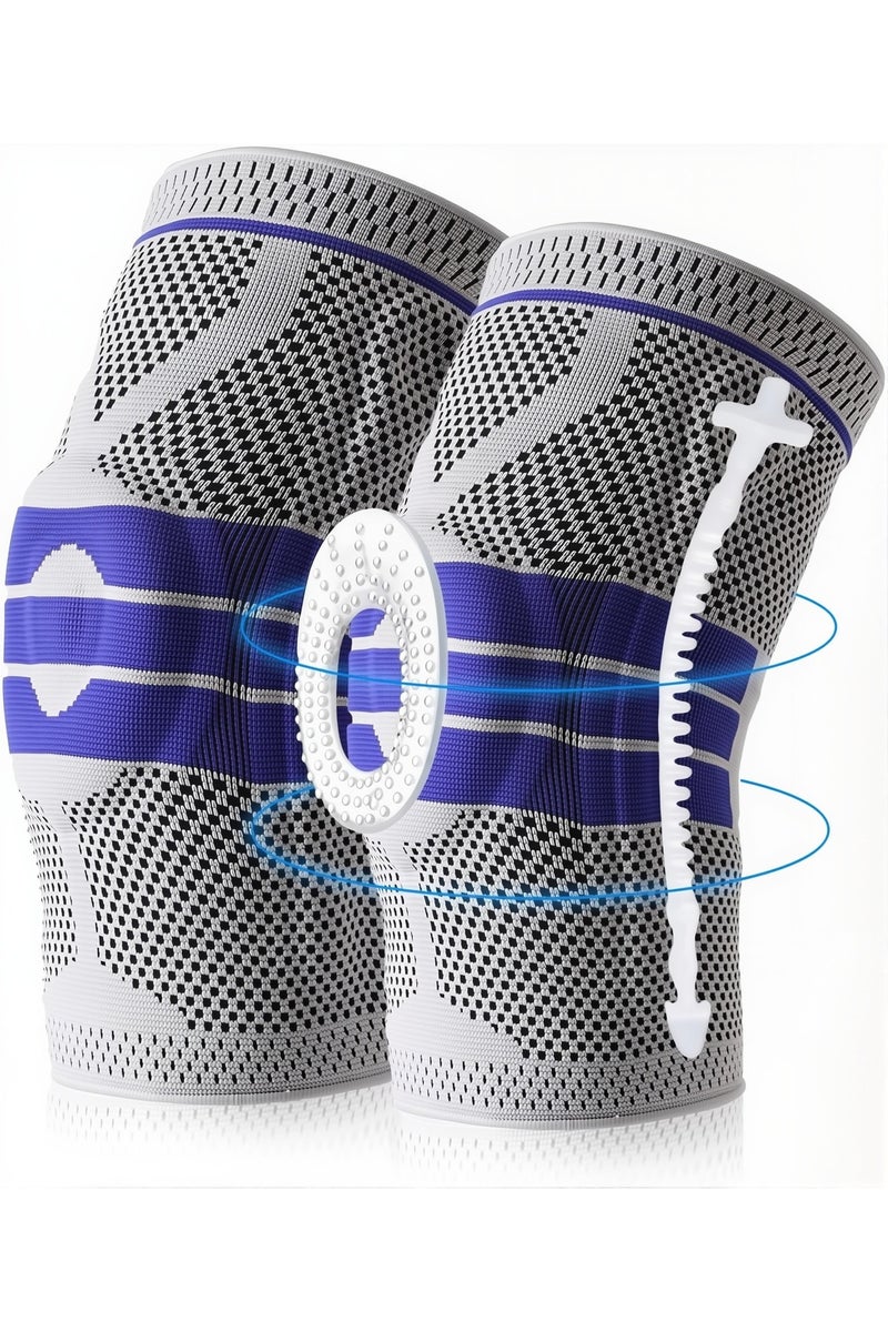 Generic 2-Pack Knee Brace Compression Sleeve with Silicone Gel Support - Patella Stabilizer for Arthritis, Sports, Running, Weight Lifting, Meniscus Tear Relief, Comfortable & Breathable for Men & Women,Knee Pads - Image 1