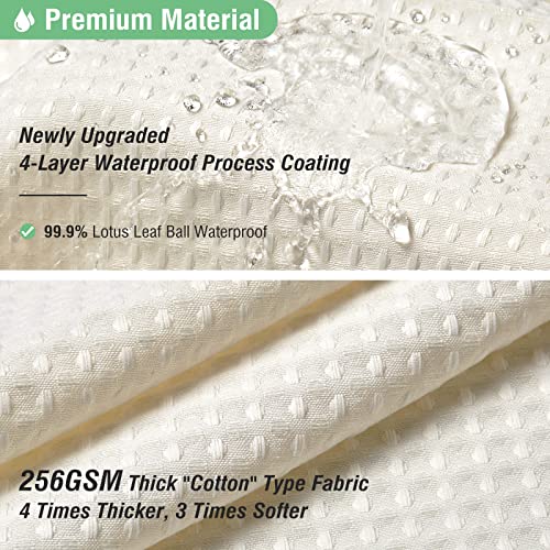 Dynamene Stall Ivory Fabric Shower Curtain - Waffle Textured Small Heavy Duty Cloth Shower Curtains for Bathroom, 256GSM Narrow Hotel Luxury Bath Curtain Set with 6 Plastic Hooks(36Wx72H,Cream/Ivory) - Image 4