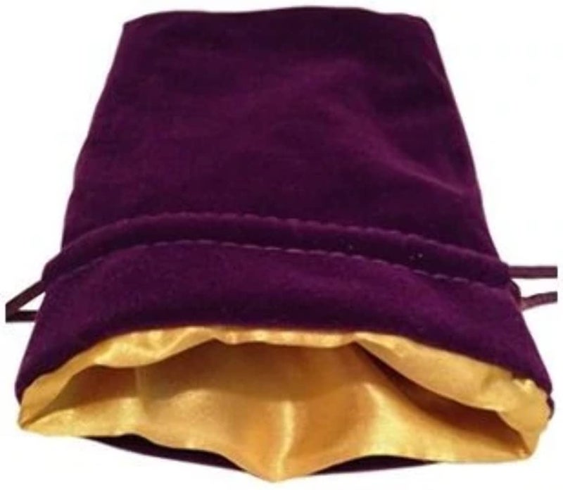 Metallic Dice Games Luxury Velvet Dice Bags with Satin Lining 4x6 Purple Velvet Dice Bag with Gold Satin Lining - Image 2