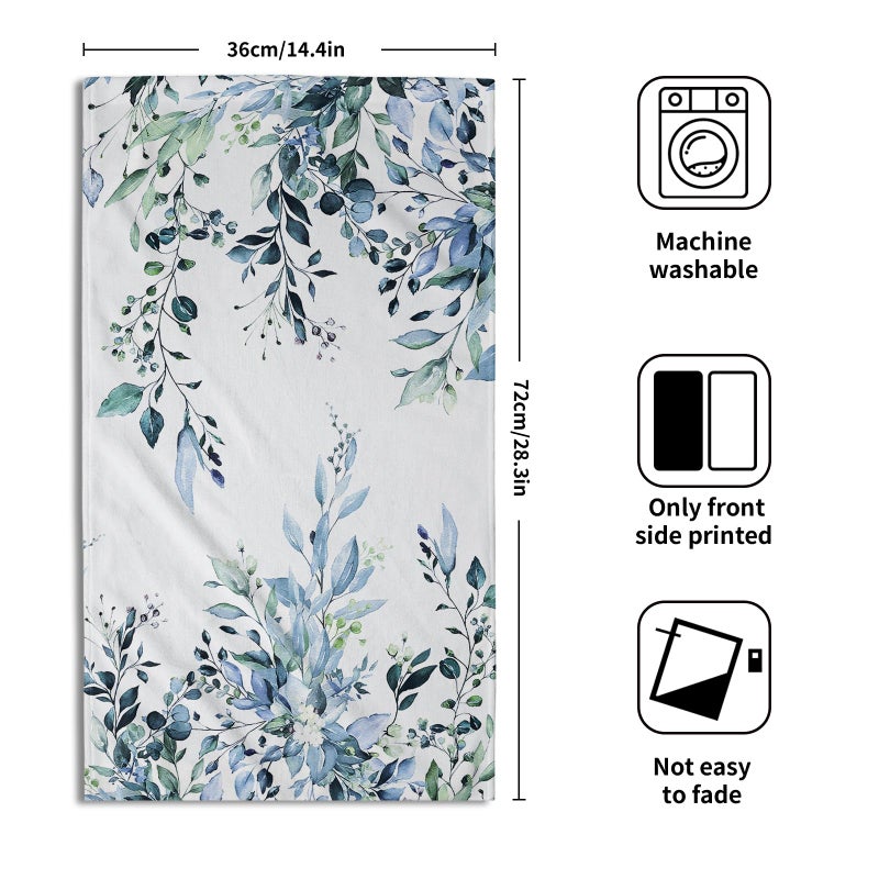 Giwawa Blue Eucalyptus Hand Towels Set of 2 Sage Leaves Soft Absorbent Small Bath Towel Kitchen Dish Guest Towel for Bathroom Hotel Gym Spa - Image 2