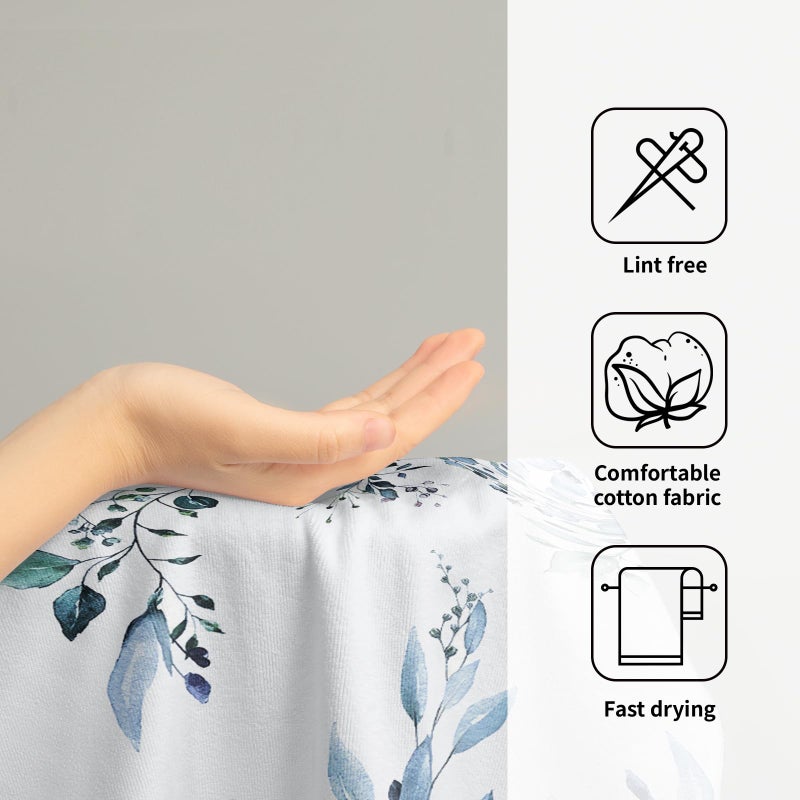 Giwawa Blue Eucalyptus Hand Towels Set of 2 Sage Leaves Soft Absorbent Small Bath Towel Kitchen Dish Guest Towel for Bathroom Hotel Gym Spa - Image 4